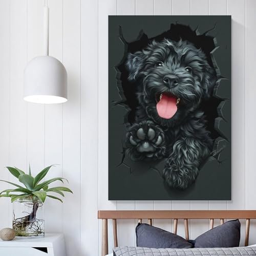 TBDUEPS Leinwandbild mit schwarzem russischen Terrier, für Schlafzimmer, rustikale Badezimmerdekoration, 60 x 90 cm TBDUEPS Leinwandbild mit schwarzem russischen Terrier, für Schlafzimmer, rustikale Badezimmerdekoration, 60 x 90 cm von TBDUEPS