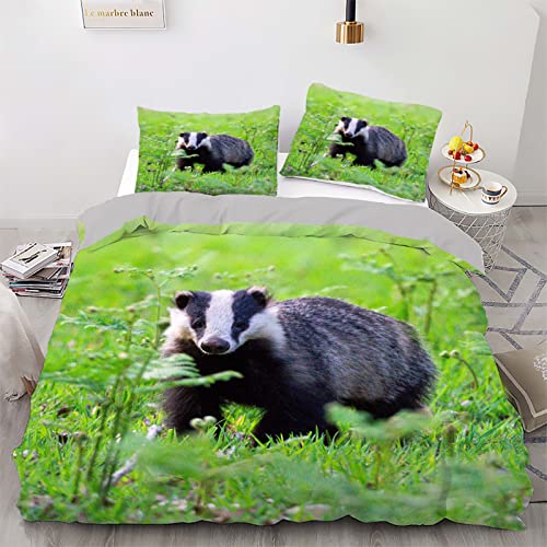 Bettwäsche 135x200 Dachs Schwarz 110g/㎡ Microfiber gemütlich bettwäsche Set + 1 Kissenbezug (80×80cm) Mit Reißverschluss Geeignet Für Kinder Mädchen Jungen von TBDXN