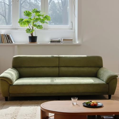 TBJEN Chenille, modernes kleines Zweisitzer-Sofa, 2-Sitzer-Couch mit Eisenbeinen, weich gepolstertes Sofa für Wohnzimmer, Schlafzimmer, Eingangsbereich, Wohnung, Grün, 1,9 m von TBJEN