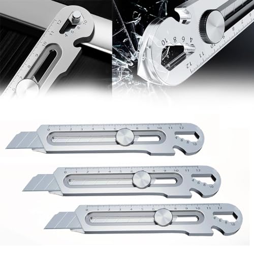 Schweres Mehrzweck Gebrauchsmesser, 2024 Neu Cuttermesser Profi, Edelstahl Universalmesser, Multifunktionales Mehrzweck Robuste Teppichmesser Druckguss Cutter Messer (3 Stück) von TBLMPNE