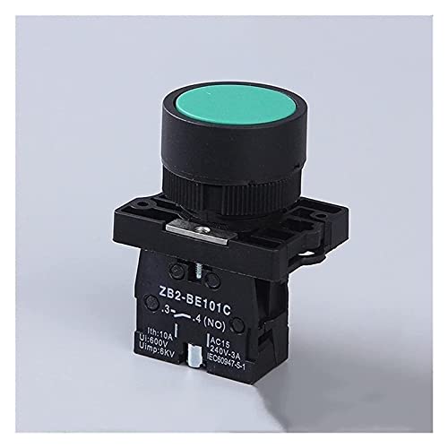 22 mm Momentaner Flachdruckschalter XB2-EA31 EA42 ZB2-BE101C 102C 1NO 1NC 10A Selbstrückkehr-Starterschalter Rot Grün Circuit Protection (Color : Yellow, Size : 1NO) von TBMRSKKN