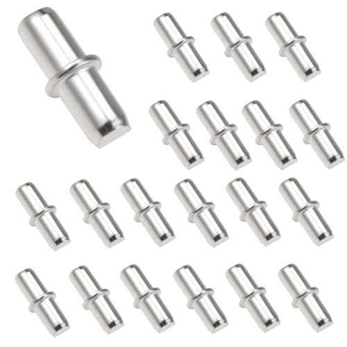 Regalstifte, 1,27 cm, 5 mm, silberfarben, robust, zylindrische Form, verstellbare Halterungsstifte für Möbel, Schrank, Bücherregal, 20 Stück Regalstifte, 1,27 cm, 5 mm, silberfarben, robust, zylindrische Form, verstellbare Halterungsstifte für Möbel, Schrank, Bücherregal, 20 Stück von TBNOD