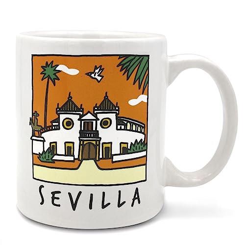 TBOC Frühstücksbecher Tasse Porzellan [Real Maestranza] Mug Souvenir Sevilla Andalusien Spanien | Geschenk Kaffeetasse Kaffeebecher Teetasse Personalisiert Becher Lehrer Lustig Stadt von TBOC