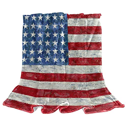 TBOUOBT Überwurfdecke, Bettdecke, Komfort, weich, flauschig, für Jungen und Mädchen,Retro Usa Flagge von TBOUOBT