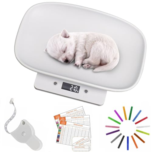 Digitale Haustierwaage,Hundewaage 15Kg (±1gram), LCD Digitale Katzenwaage mit 4 Wiegemodi (kg/oz/lb/ml), Tierwaage für Kleine Tiere mit Maßband, Karten und Halsband,für Katzen,Haustiere, Küche von TBRFP
