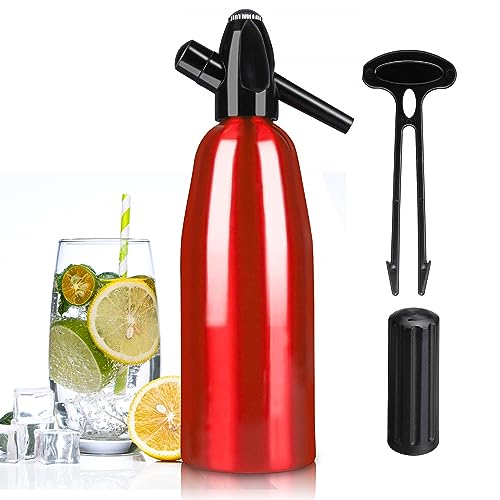 Soda Wassersprudler | Tragbarer Soda Maker | Soda-Siphon-Flasche mit Druckregler | Aluminium-Sprudelwasserbereiter für Hausgemachte Säfte,Mojitos,Cocktails,Getränke von TBRFP