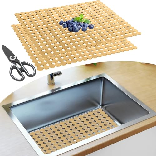Spülbeckeneinlage 2er-Set, Spülbeckenmatte Zuschneidbar mit Schere,Spülbecken Matte für Edelstahl Keramikspülen, Spülbeckenmatte silikon für Küchenspüle,Leicht zu Reinigen,DIY Schnitt,15.7 x 11.8 inch von TBRFP