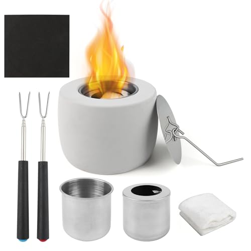 Tischkamin,Bioethanol Tischkamin mit 2 Grillgabeln,Bio Ethanol Kamin Indoor und Outdoor,Ethanol Tischfeuer aus massivem Beton bis 1.5H Brenndauer,Tischfeuer Set für Party,Abendessen,Freizeit,Balkon Tischkamin,Bioethanol Tischkamin mit 2 Grillgabeln,Bio Ethanol Kamin Indoor und Outdoor,Ethanol Tischfeuer aus massivem Beton bis 1.5H Brenndauer,Tischfeuer Set für Party,Abendessen,Freizeit,Balkon von TBRFP