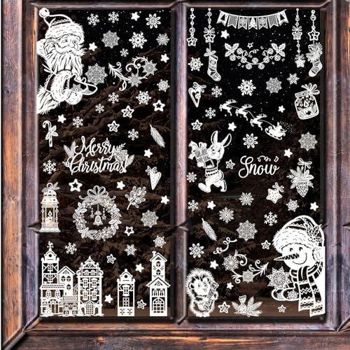 TBSCWYF Sterne Fensterbilder Weihnachten Haftende Fensteraufkleber mit Sterne Tannenbaum Rentier Mustern Fensterdeko für Winter Fenstersticker Weihnachten Fensterbilder Weihnachten Selbstklebend von TBSCWYF