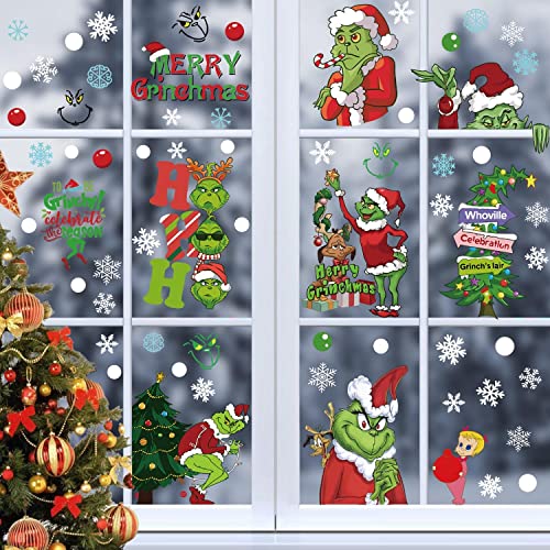 TBSCWYF Weihnachtsaufkleber Grinch Fensteraufkleber Doppelseitig Schneeflocken Aufkleber Fensterbilder Weihnachten Selbstklebend für Zuhause Schule Party Fensterdeko Winter Deko Weihnachtsdeko 9 Blatt TBSCWYF Weihnachtsaufkleber Grinch Fensteraufkleber Doppelseitig Schneeflocken Aufkleber Fensterbilder Weihnachten Selbstklebend für Zuhause Schule Party Fensterdeko Winter Deko Weihnachtsdeko 9 Blatt von TBSCWYF