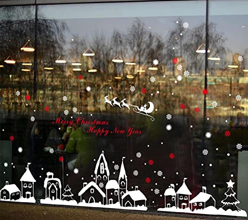 Weihnachten Aufkleber Fenster Weihnachtsmann Elch Schneemann Abnehmbare Weihnachten Deko Wandtattoo Weihnachten Statisch Haftende PVC Weihnachten Fensteraufkleber Fensterbilder von TBSCWYF