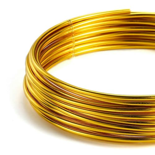 0,6–3,0 mm eloxierter runder Aluminiumdraht, 0,6–3,0 mm, vielseitiger lackierter weicher Aluminiummetalldraht für die Herstellung von DIY-Schmuckstücken, Gold, 2,0 mm x 5 Meter 0,6–3,0 mm eloxierter runder Aluminiumdraht, 0,6–3,0 mm, vielseitiger lackierter weicher Aluminiummetalldraht für die Herstellung von DIY-Schmuckstücken, Gold, 2,0 mm x 5 Meter von TBSKUY