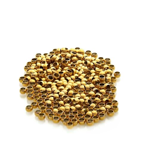 100–200 Stück 1,5 2 2,5 3,0 mm Edelstahl-Stopper-Abstandsperlen, Positionierungskugel-Crimp-Endperlen für DIY-Schmuckherstellungszubehör, 100 Stück Gold, 2,0 mm von TBSKUY