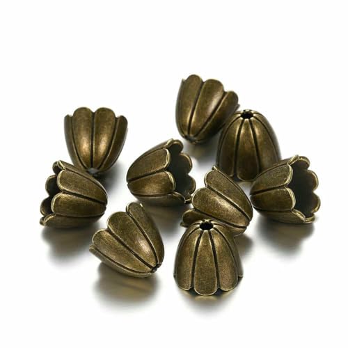 2 Stück Legierung Hohlblumenperlenkappen Verschiedene Formen Endkappen Verbinder Für DIY Ohrringe Schmuckherstellung Zubehör-Bronze2-2 Stück von TBSKUY