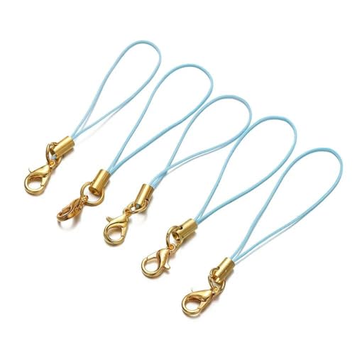 20–100 Stück goldfarbenes Schlüsselanhängerseil mit Karabinerverschluss, Lanyard, Lariat-Gurt, Schnüre zum Selbermachen von Schlüsselanhängern, Anhängern, Schmuckherstellung, Seeblau, 100 Stüc von TBSKUY
