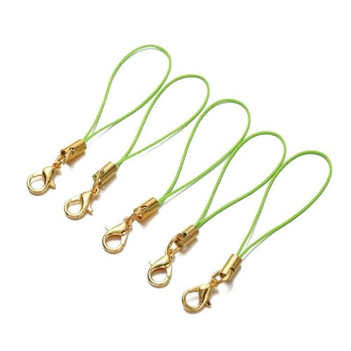 20–100 Stück goldfarbenes Schlüsselanhängerseil mit Karabinerverschluss, Lanyard, Lariat-Gurt, Schnüre zum Selbermachen von Schlüsselanhängern, Anhängern, Schmuckherstellung, fruchtgrün, 100 S von TBSKUY