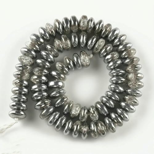 4 6 8 10 12 mm weiße, gesprungene Kristallperlen, runde, lose Abstandsperlen für die Schmuckherstellung, DIY-Armbandanhänger, Zubehör, 15 Zoll, versilbertes Rondell, 10 mm (ca. 36 von TBSKUY