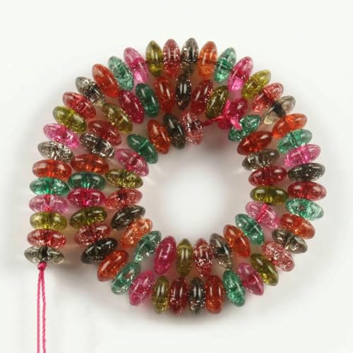 4 6 8 10 12 mm weiße, gesprungene Kristallperlen, runde, lose Abstandsperlen für die Schmuckherstellung, DIY-Armbandanhänger, Zubehör, 15 Zoll – Turmalin-Rondell – 12 mm (ca. 28 von TBSKUY