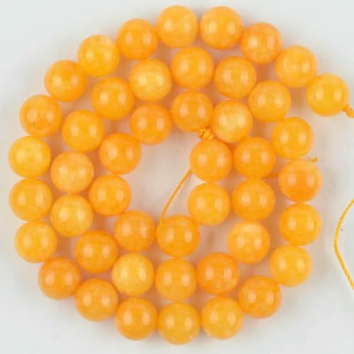 4 6 8 10 mm Natursteinperlen, bunte Meeressediment-Jaspis-Türkise, runde Perlen zur Schmuckherstellung, DIY-Armbänder, Zubehör – Gelbe Jade – 8 mm von TBSKUY