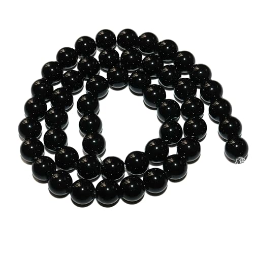 4 6 8 10 mm natürliche schwarze Lava-Tigeraugen-Achat-Jade-Massenperlen aus losem Stein für die Herstellung von Armbändern und Halsketten, Schmuckmaterial – schwarzes Glas – 4,0 von TBSKUY