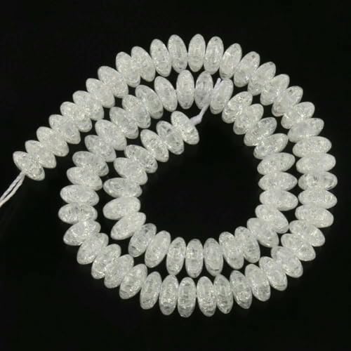 6 8 10 12 mm weiße, gesprungene Kristallperlen, runde, lose Abstandsperlen für die Schmuckherstellung, DIY-Armbandanhänger, Zubehör, 15 Zoll, facettierte Rondelle, 12 mm (ca. 28 St von TBSKUY