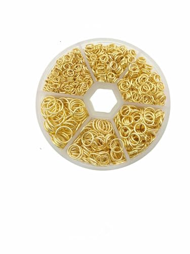 Ca. 1000 Stück offene Biegeringe in 6 verschiedenen Größen, 4,0 mm, 5 mm, 6 mm, 8 mm, 10 mm, 12 mm mit 1 Biegering-Öffnungs-/Schließwerkzeug für Heimwerkerarbeiten – Gold – 6 Größen Ca. 1000 Stück offene Biegeringe in 6 verschiedenen Größen, 4,0 mm, 5 mm, 6 mm, 8 mm, 10 mm, 12 mm mit 1 Biegering-Öffnungs-/Schließwerkzeug für Heimwerkerarbeiten – Gold – 6 Größen von TBSKUY