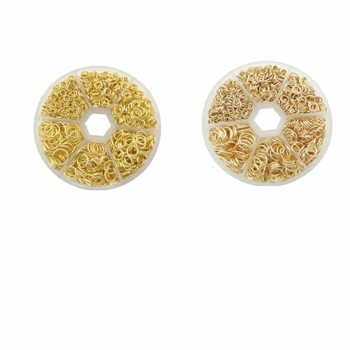 Ca. 1000 Stück offene Biegeringe in 6 verschiedenen Größen, 4,0 mm, 5 mm, 6 mm, 8 mm, 10 mm, 12 mm mit 1 Biegering-Öffnungs-/Schließwerkzeug für Heimwerkerarbeiten – Gold – KC Gold Ca. 1000 Stück offene Biegeringe in 6 verschiedenen Größen, 4,0 mm, 5 mm, 6 mm, 8 mm, 10 mm, 12 mm mit 1 Biegering-Öffnungs-/Schließwerkzeug für Heimwerkerarbeiten – Gold – KC Gold von TBSKUY