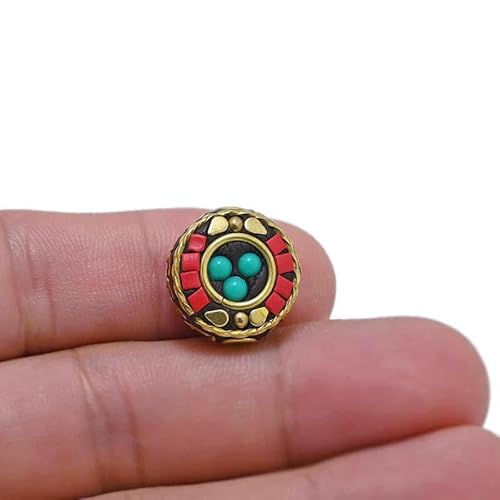 Handgemachte nepalesische buddhistische tibetische Messingmetall- und Tonperlen zum Basteln von Halsketten, Schmuckherstellung, DIY-TZ-F13 Handgemachte nepalesische buddhistische tibetische Messingmetall- und Tonperlen zum Basteln von Halsketten, Schmuckherstellung, DIY-TZ-F13 von TBSKUY