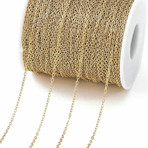Kein Verblassen, 2 Meter Edelstahlketten, goldfarbene Lippenperlen, Perlenkette für die Schmuckherstellung, DIY-Halsketten, Armbandzubehör, S3 Gold 2,0 mm, 2 Meter Kein Verblassen, 2 Meter Edelstahlketten, goldfarbene Lippenperlen, Perlenkette für die Schmuckherstellung, DIY-Halsketten, Armbandzubehör, S3 Gold 2,0 mm, 2 Meter von TBSKUY