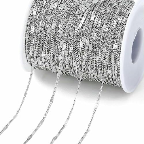 Kein Verblassen, 2 Meter lange Edelstahlketten, goldfarbene Lippenperlen, Perlenkette zur Schmuckherstellung, DIY-Halsketten, Armbandzubehör, S4-Stahl, 2 Meter von TBSKUY