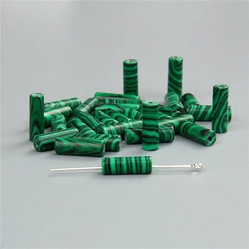Neu in 13 x 4,0 mm Zylinderform Steinperlen Natürlicher Amazonit Jade Malachit Röhrenperle DIY Armbänder Ringe Ohrringe für Frauen Männer-Malachit-4 x 13,0 mm ca. 28 Stück von TBSKUY