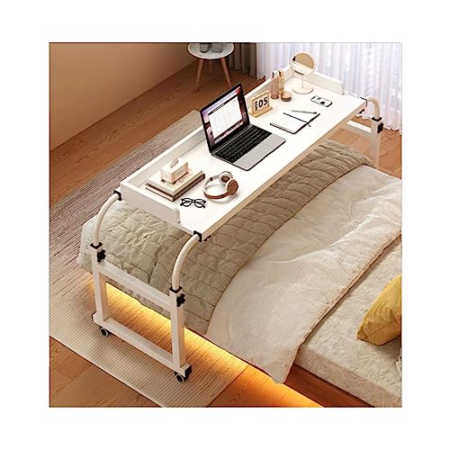 Overbed Table Laptop Table Overbed Desk Computer Desk Standing Workstation Food Tray Desk Overbed Table with Wheels Height Adjustable for Twin/Full/Queen/King Size Bed Frame von TBTBGXQ