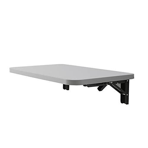 An der Wand montierter schwebender Klapptisch, zusammenklappbarer Wandschreibtisch für kleinen, platzsparenden schwebenden Eckschreibtisch (50 x 30 cm/19,6 x 11,8 Zoll, grau) von TBWFRD