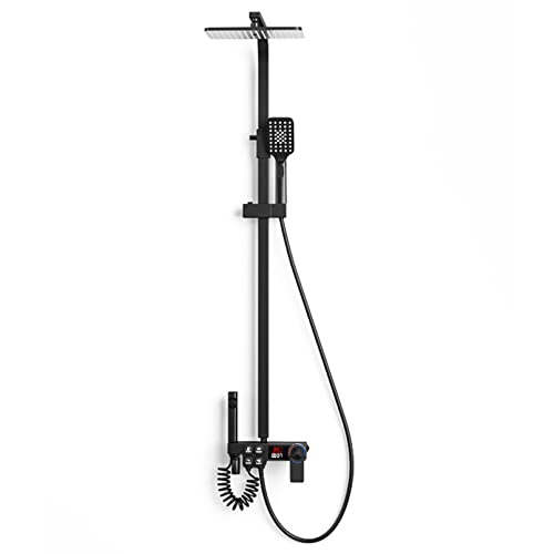 Dual Square Duschkopf Combo | 12-Zoll-Regen-Duschkopf | 3-stufige Handbrause mit Ablage und digitaler Anzeige | stufenlose 4-Wege-Umlenkung | Verstellbarer Verlängerungsarm von TBWFRD