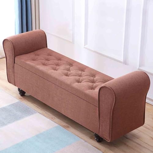 Ottoman Stool Vintage Tufted Linen Padded with Wood Legs, Storage Large Capacity Foot Stool Shoe Changing Stool for Living Room Bedroom Sofa Entryway von TBWFRD