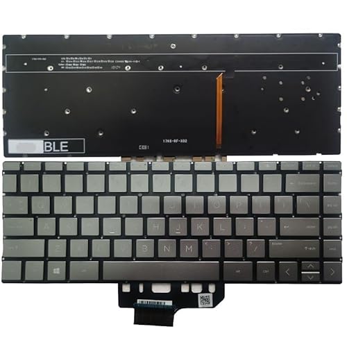 Specter x360 13-ad 13-Ae 13-AP 13-an 13-aq 13-Ag 13-AH 13-BF-kompatible Laptop-Tastatur mit Hintergrundbeleuchtung TPN-W133 TPN-W144 Ersatzteil(Grey) von TBXwsofl