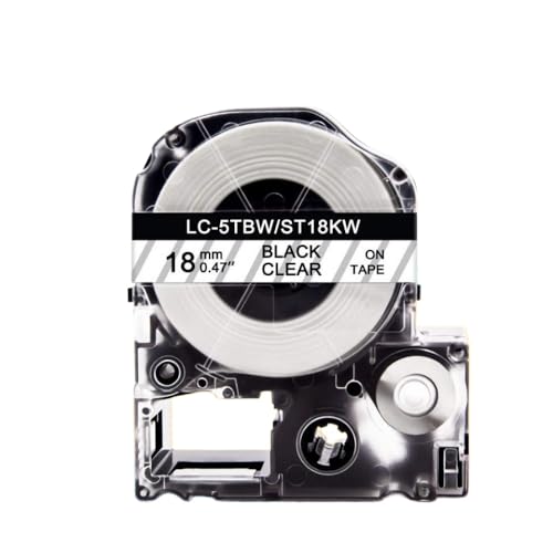TBXwsofl 1pc 18mm gemischtes Farbetikett mit LW400 LW500 LW700 ST18KW SS18KW SC18RW SC18YW SC18BW SC18GW 1PCS(Black on Clear) von TBXwsofl