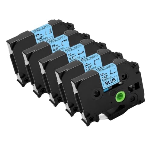 TBXwsofl 5PK-Etikettenbandkapitiale, kompatibel mit P3100 E1000 Pro Ribbon Label Maker Drucker Schwarz auf White Tze-231 Tze-631(5pcs Black on Blue) von TBXwsofl