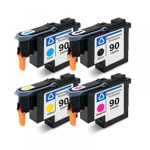 TBXwsofl Kompatibler Druckkopf Kompatibel mit DesignJet 4000 4000Ps 4020 4500 4520 Drucker Arbeiten mit 90 C5054A C5055A C5056A C5057A 90 Printheads(1Set-4 Pieces) von TBXwsofl