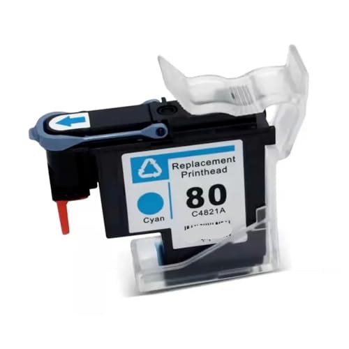 TBXwsofl Kompatibler Druckkopf Kompatibel mit den Designjet -Drucker funktioniert mit C4820A C4821A C4822A C4823A Benutzer Ins 80 1050 cm 1055 cm 1050c Plus Bk C m y(1PC - Cyan) von TBXwsofl