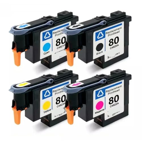 TBXwsofl Kompatibler Druckkopf Kompatibel mit den Designjet -Drucker funktioniert mit C4820A C4821A C4822A C4823A Benutzer Ins 80 1050 cm 1055 cm 1050c Plus Bk C m y(1Set BK C M Y) von TBXwsofl