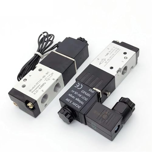3V110-06 12 V 1/8 Zoll Magnetventil 3-Wege-Pneumatik-Luftregelventil Elektro-Gas-Magnetventil Aluminiumgehäuse(Wire W 10mm Fitting,AC110V) von TBZOQAID