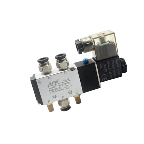 4v210-08 Luftventil Einzelspule 2 Positionen 5 Wege Pneumatisches Ventil Luftmagnetventil 12V 24V 110V 220V Elektroventil Magnetventil(AC220V) von TBZOQAID