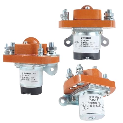 TBZOQAID 1pc DC Schütze 1NO ZJ50/100/200/400/600 for Autos und Steuerungssystem 50A 100A 200A 400A 600A 12V 24V 72V Normalerweise offen(Zj200a,1NO-48V) von TBZOQAID