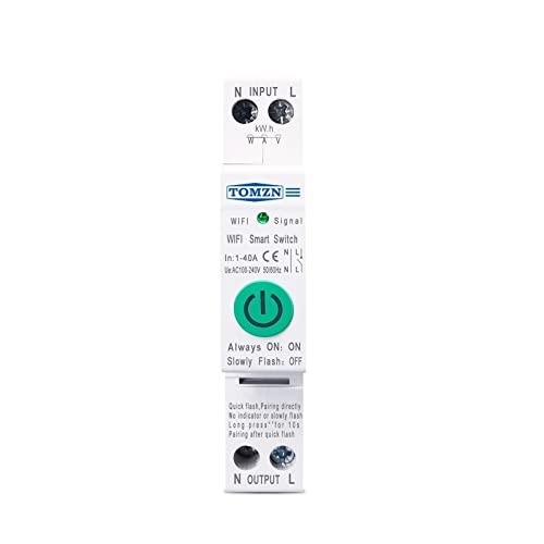 TBZOQAID 40A 1P + N WiFi Smart Switch Energiezähler Kwh Metering Überwachung Leistungsschalter Timer Relais MCB Smartlife von TBZOQAID