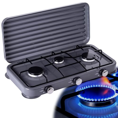 Gaskocher 3 Flammig Campingkocher Kochfeld Tourist Feldkocher 2x 2,2kW 1x 1,1kW - Grau Gaskocher 3 Flammig Campingkocher Kochfeld Tourist Feldkocher 2x 2,2kW 1x 1,1kW - Grau von TC TECHNIC