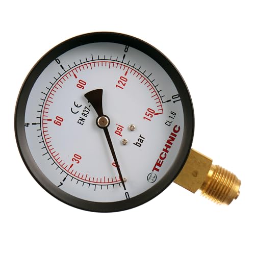 Manometer 0-10 BAR / 150 PSI 100mm 1/2" Druckanzeige Manometer 0-10 BAR / 150 PSI 100mm 1/2" Druckanzeige von TC TECHNIC