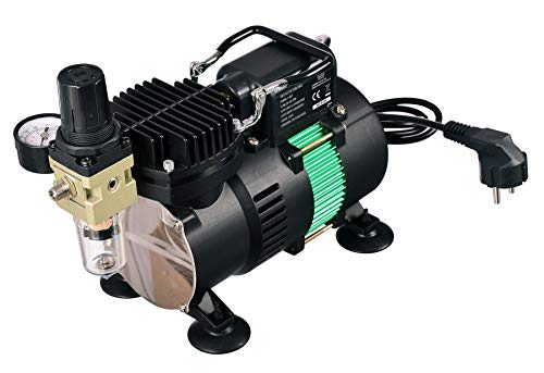 Mini Airbrush Kompressor mit 2 Lüfter Filterregler ölfrei Licht von TC TECHNIC