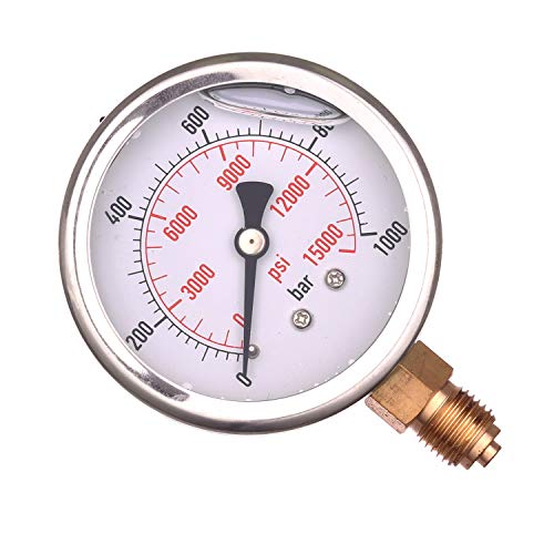 TC TECHNIC 63mm 0-1000 BAR 0-15000 PSI Edelstahl Manometer mit Glycerin-Füllung und Doppel-Skala PSI/BAR TC TECHNIC 63mm 0-1000 BAR 0-15000 PSI Edelstahl Manometer mit Glycerin-Füllung und Doppel-Skala PSI/BAR von TC TECHNIC