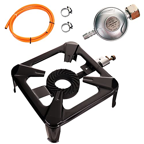 TC TECHNIC Campingkocher|Gasherd Brenner 8,8 kW 40x40cm + Reduzierstück | Mini Gaskocher | Brenner für Draussen | Camping Kocher von TC TECHNIC